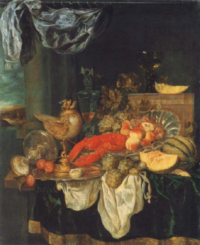 Abraham Hendrickz van Beyeren Coarse style life with lobster oil painting image